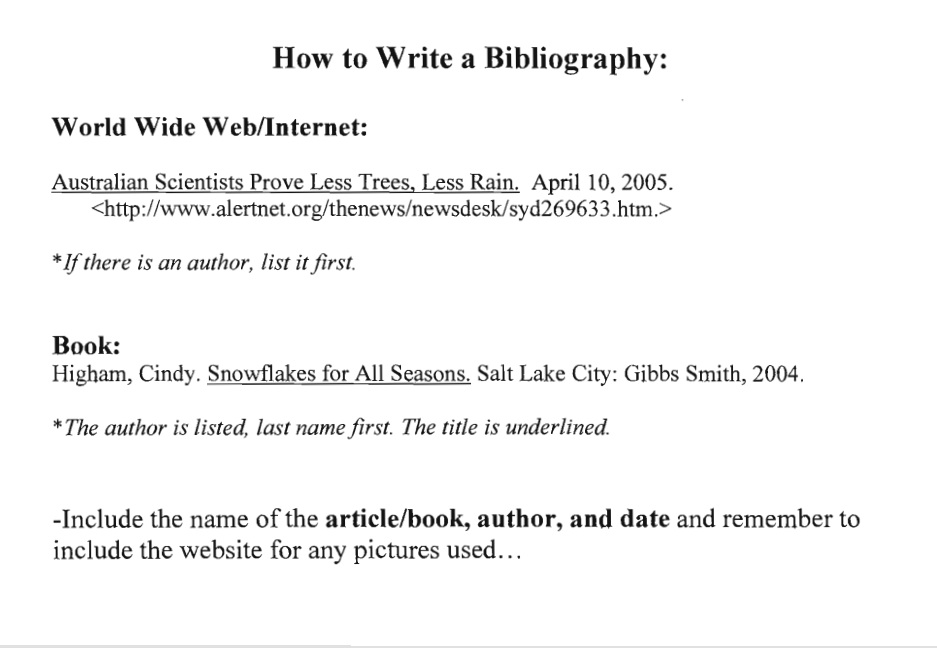 How to write the bibliography of a school project? | yahoo 